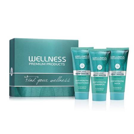 WELLNESS PREMIUM PRODUCTS Mini-Tiefenfeuchtigkeitsset (50 ml Shampoo, 50 ml Conditioner, 50 ml Maske)